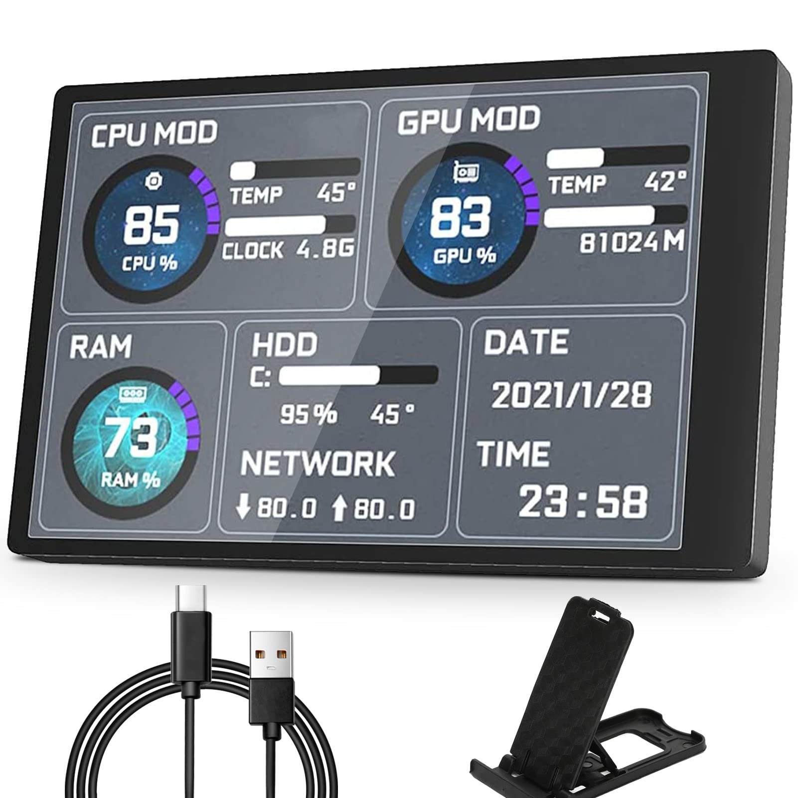 Sanpyl Monitor de Datos PC 5" IPS USB
