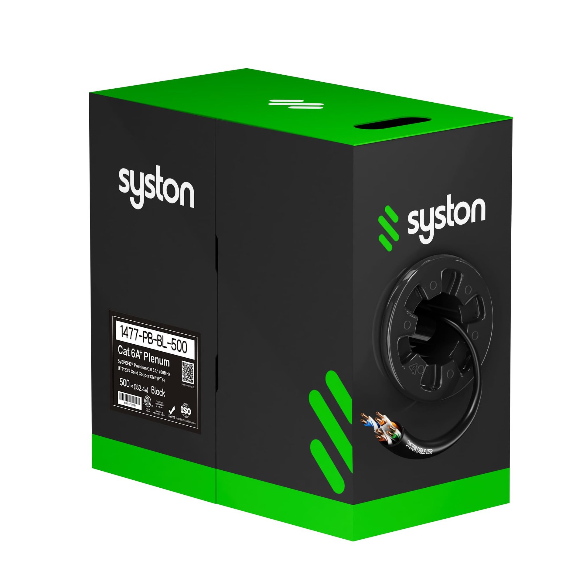 Syston Cat 6A+ Cable Ethernet 750MHz 23AWG (500 ft)