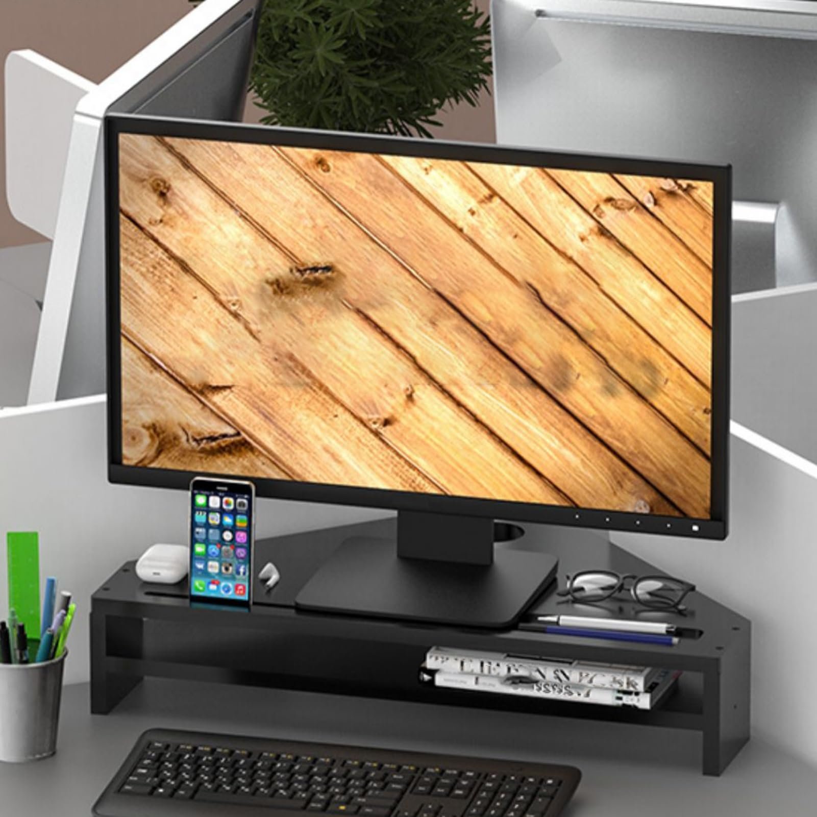 YANBI Base elevadora para monitor negro, doble capa