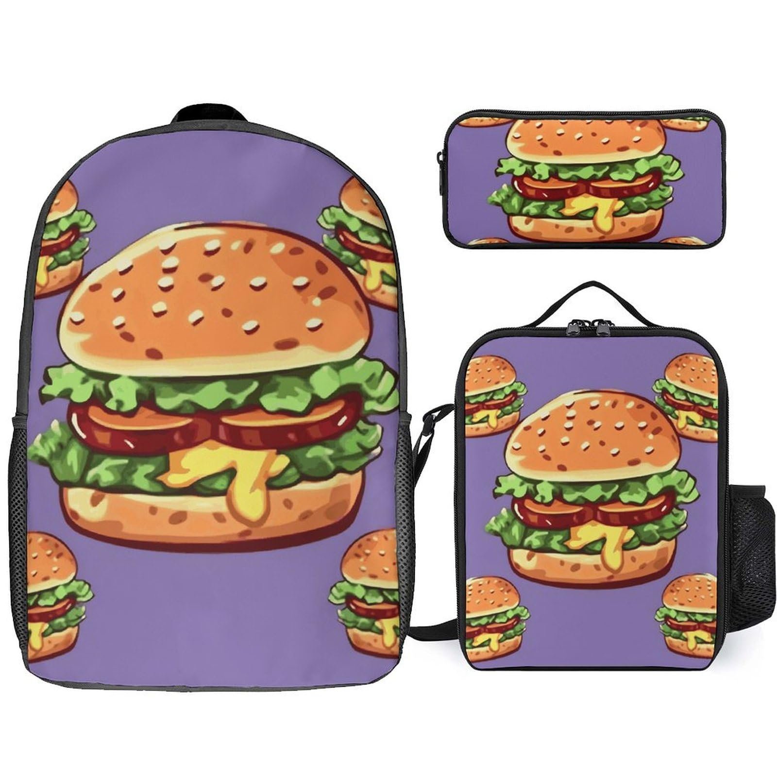 NWGHM - Set mochila hamburguesa con lonchera y estuche