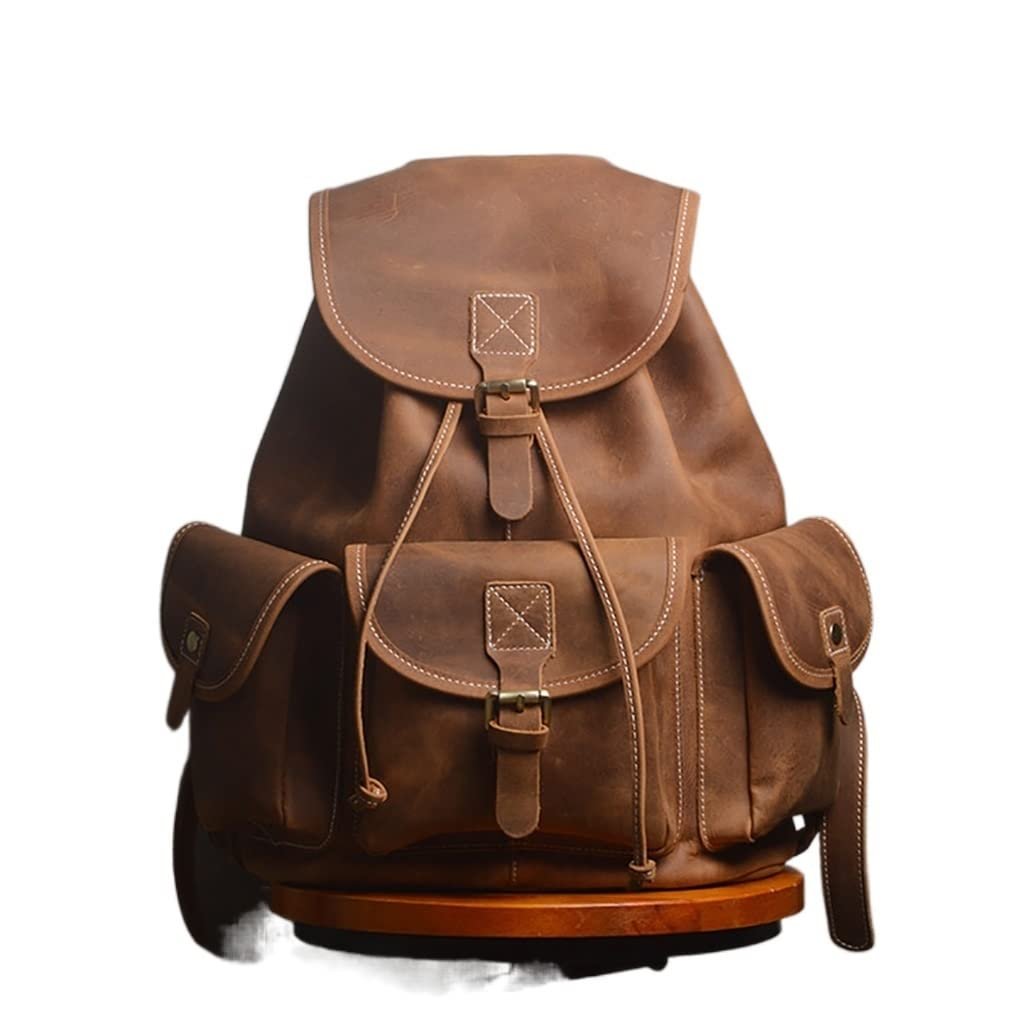 ZUIAI Mochila vintage de piel genuina para laptop