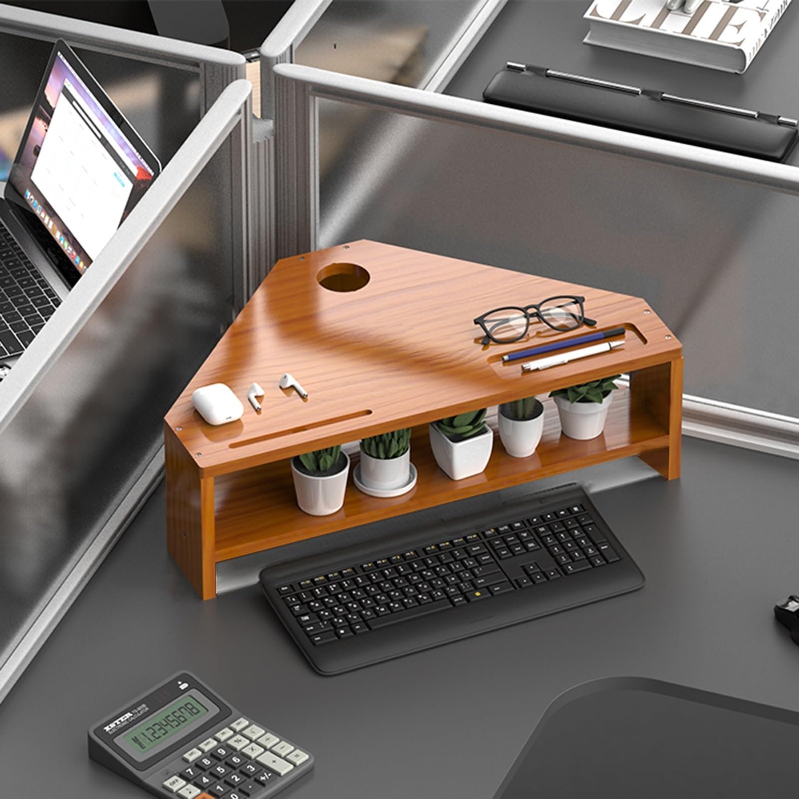 Soporte Esquinero para Monitor en Madera - Estante
