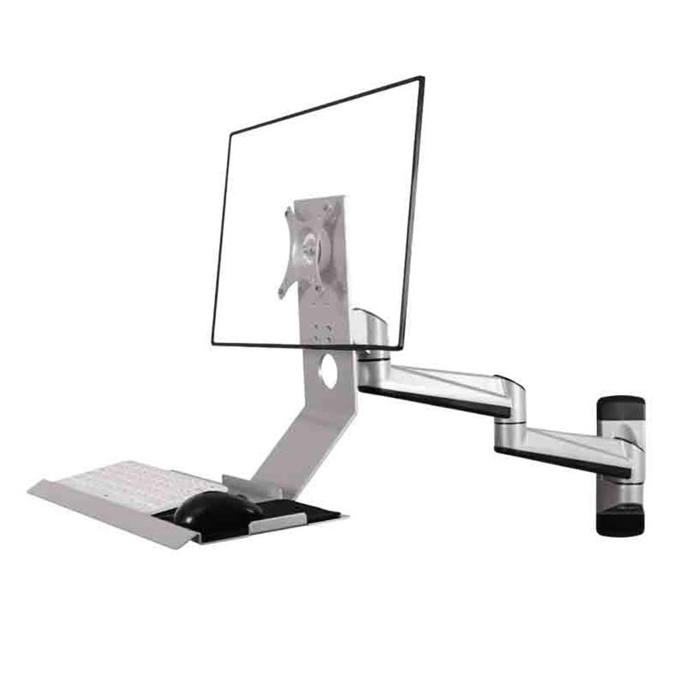 Soporte de monitor hezhuhe2258, brazo doble, plata