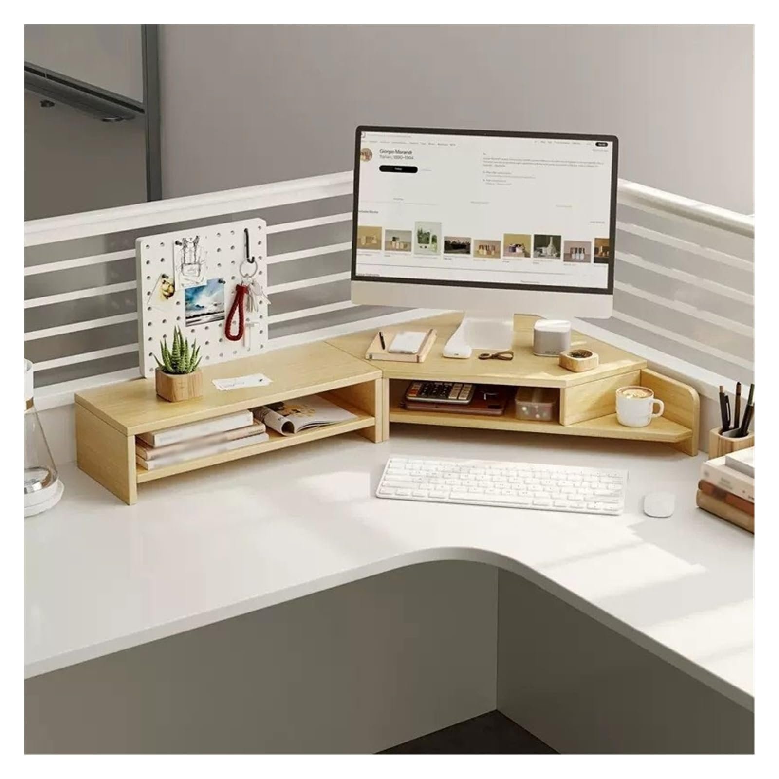 MDYHY Soporte de monitor de esquina doble de madera