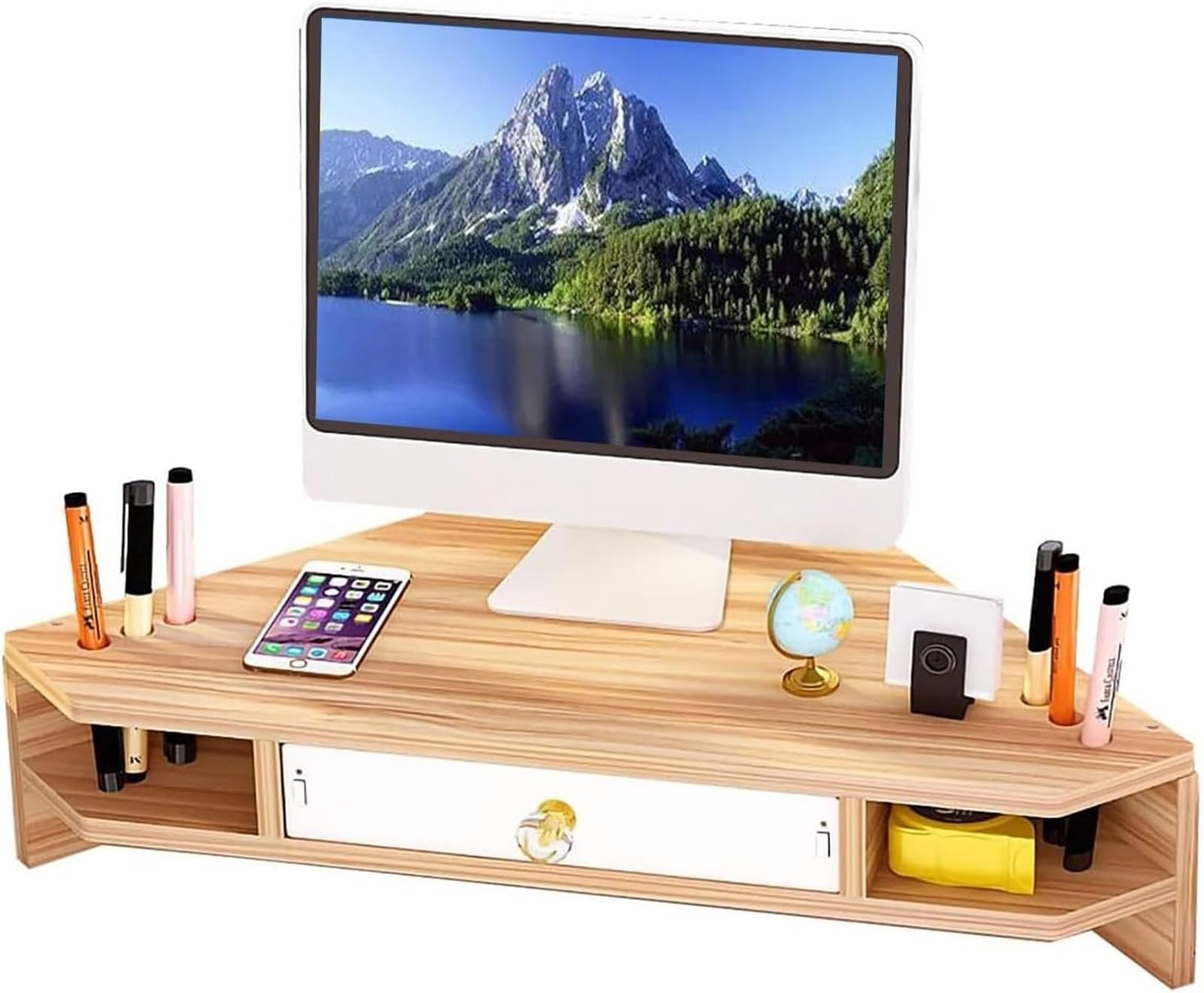 Soporte esquinero para 2 monitores — Elevador de escritorio