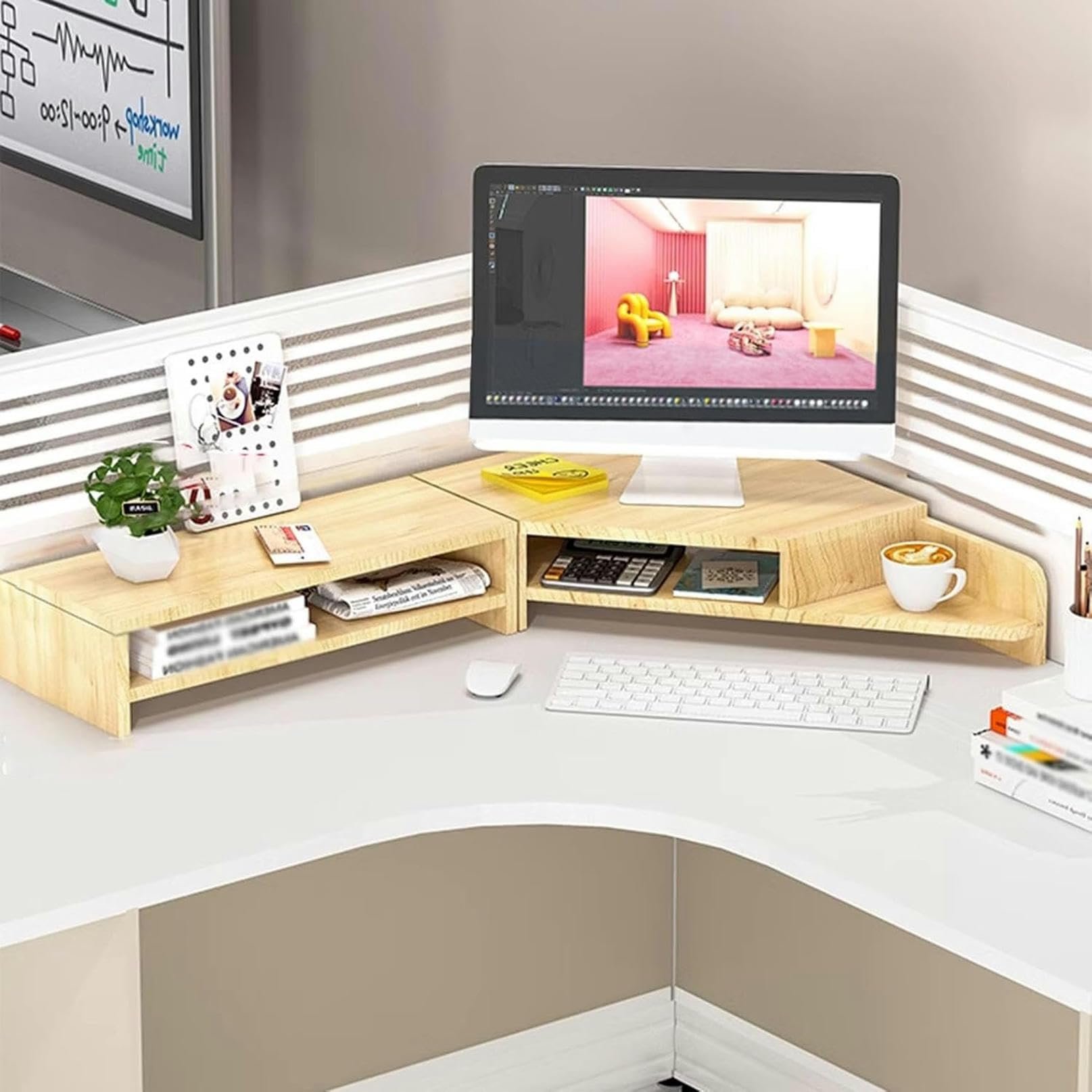 Elevador Esquinero Ergonómico para Monitor, 2 Niveles