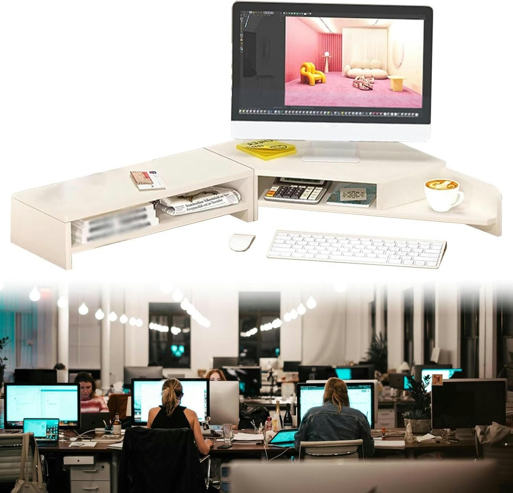 Soporte Esquinero Ergonómico para Monitor, 2 Niveles