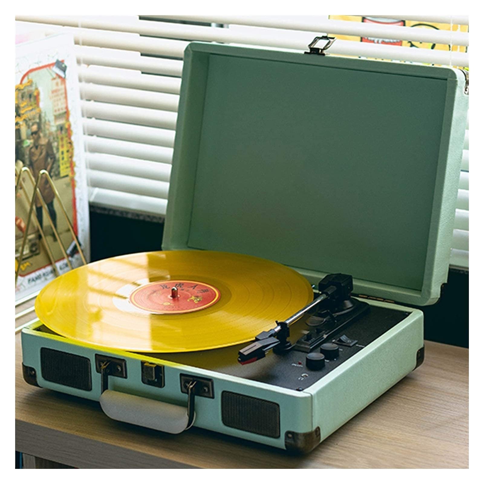 EHVYBDX Tocadiscos Vintage Maletín Bluetooth 3 velocidades
