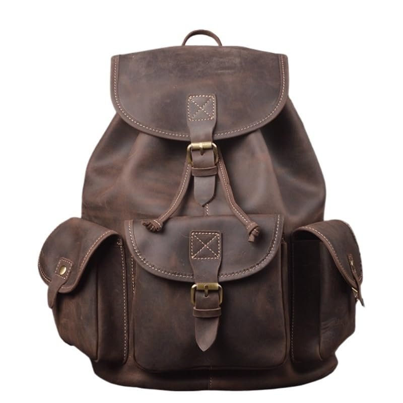 Mochila de piel para hombre con compartimento para laptop