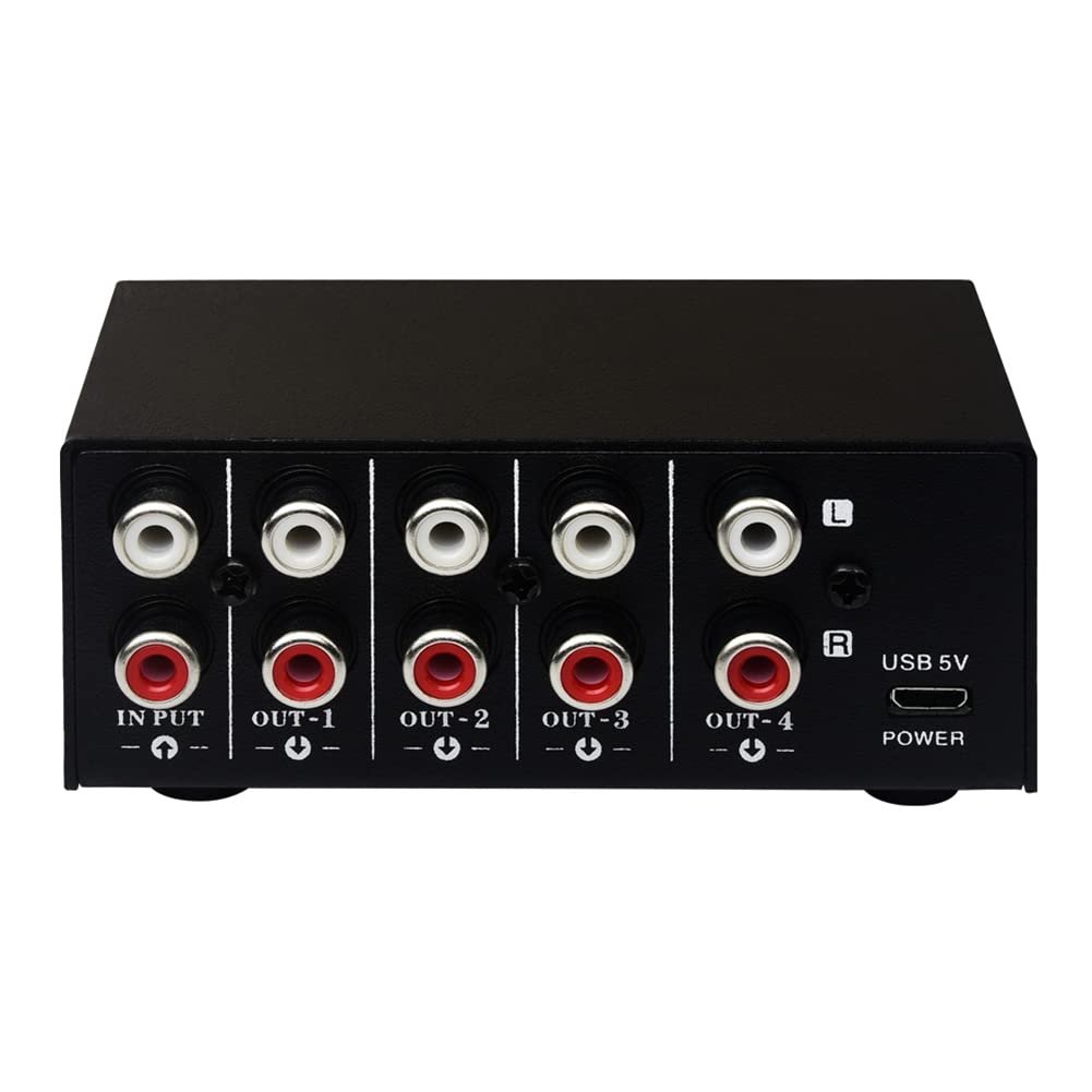 Nicfaky Divisor de Señal Estéreo 1 a 4 (USB 5V)