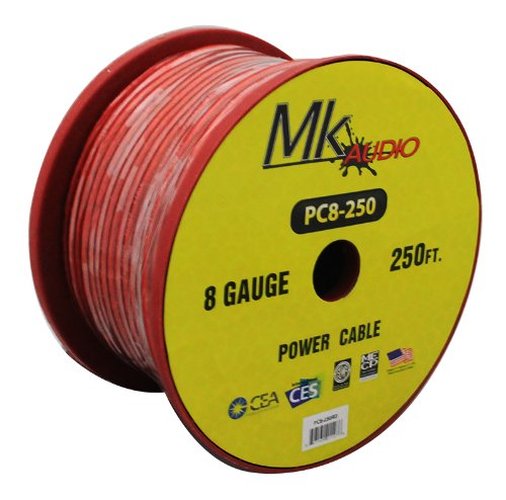 Mk Audio PC8-250RD Cable de alimentación 8 AWG 250 ft (Rojo)
