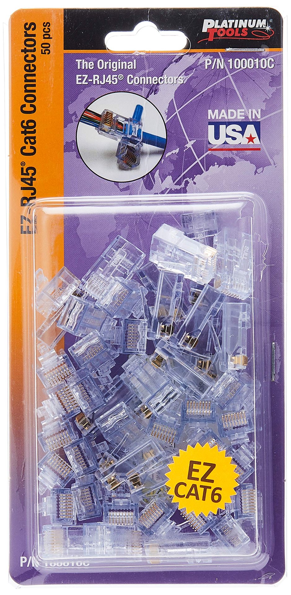 Platinum Tools 100010C EZ-RJ45 Cat 6+ (50, Rojo)
