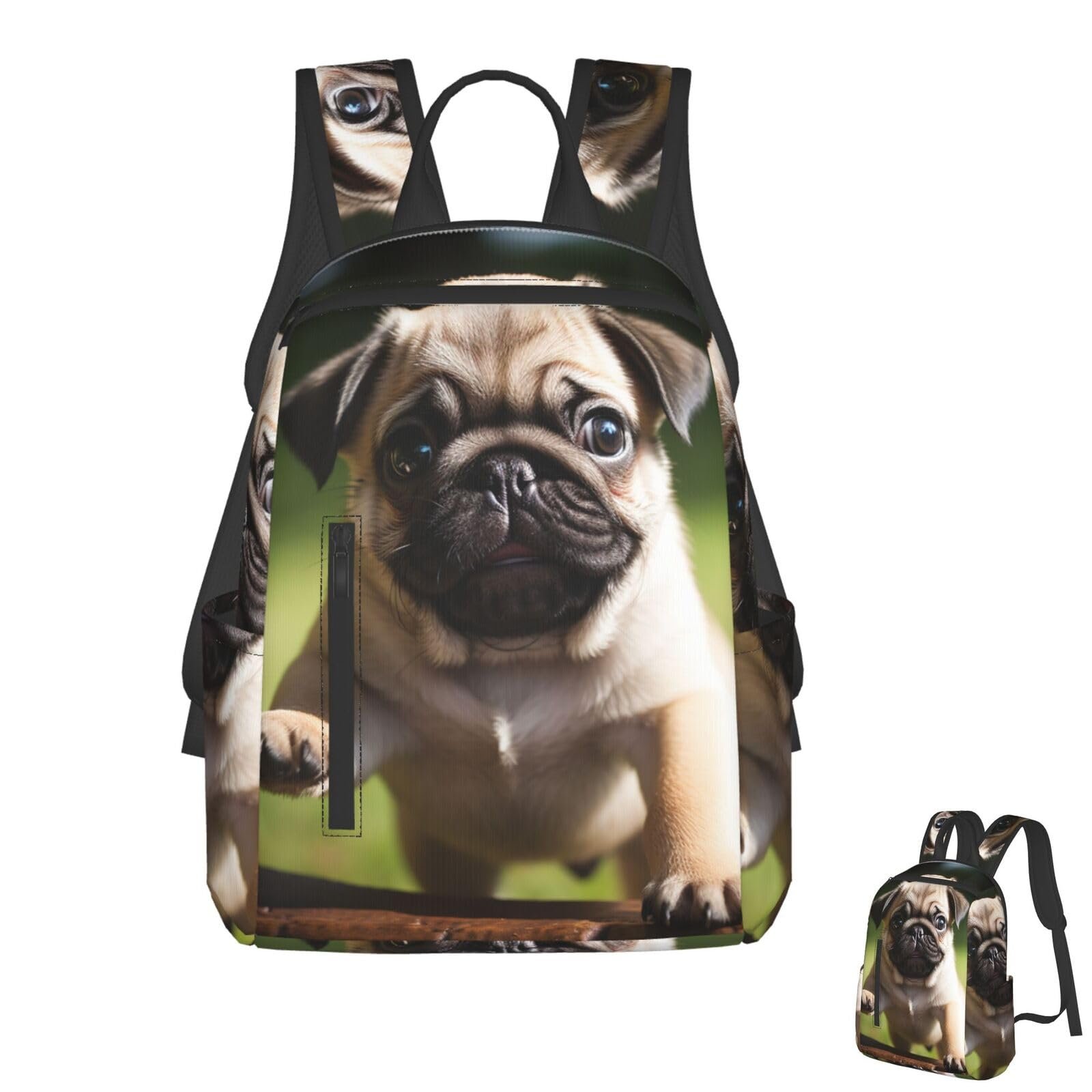 Mochila Pug para laptop - Negra, Unisex