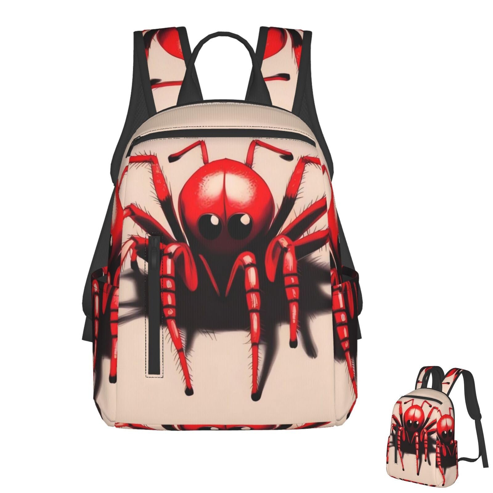 Mochila casual para laptop con diseño de araña - Negra