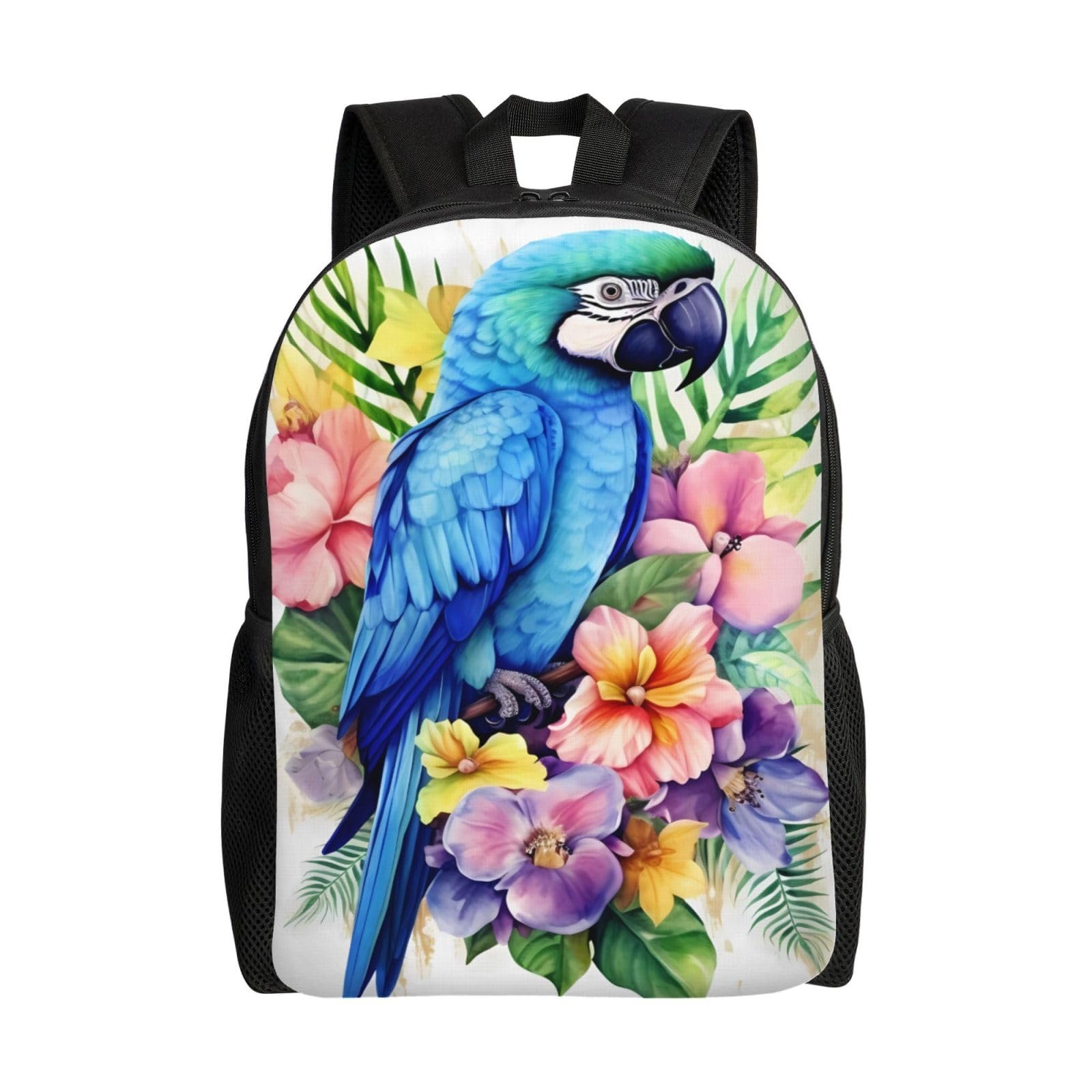 Mochila BWLHJKE para laptop — Loro azul en flores