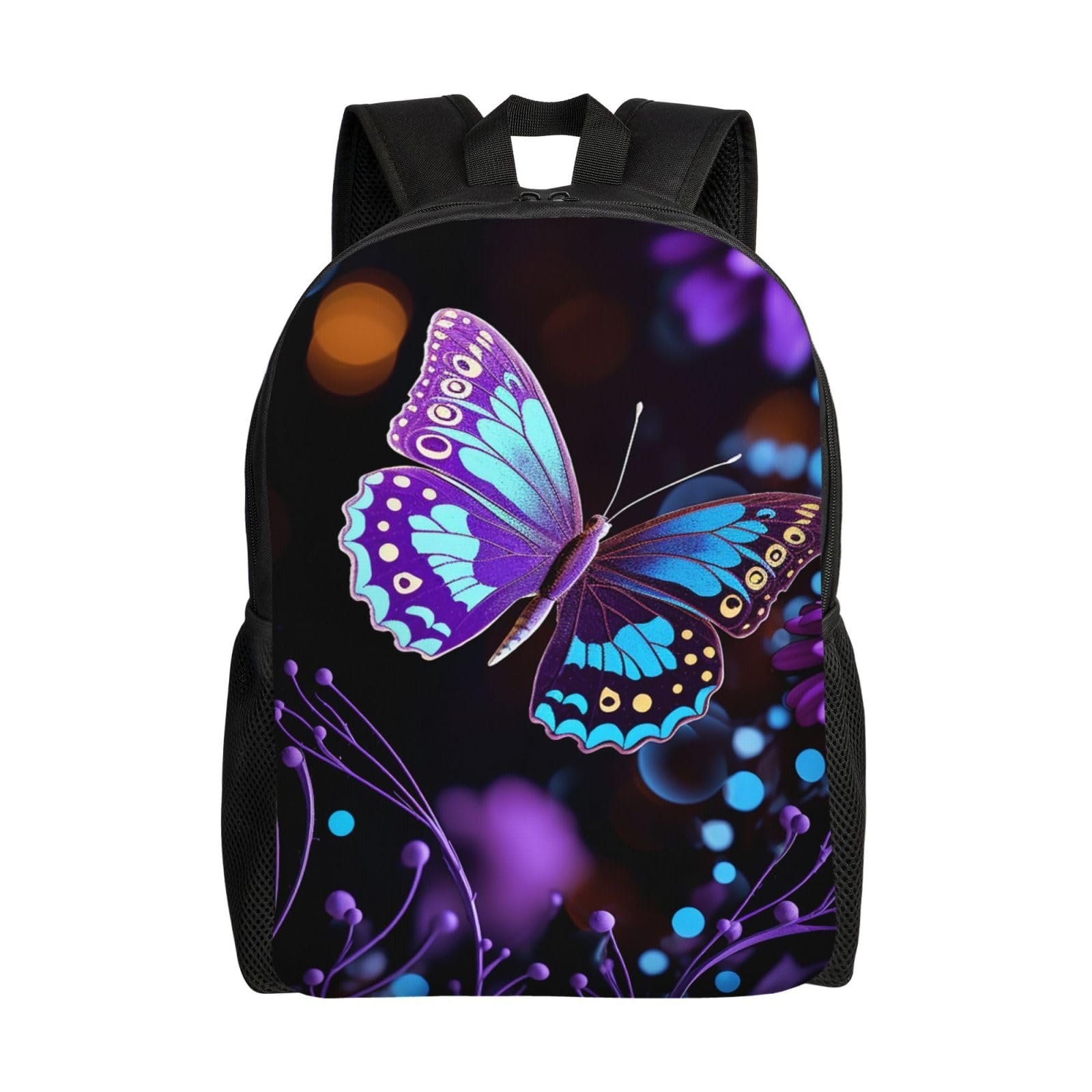 Mochila para laptop LKTPSKQRY — ligera, mariposas y flores