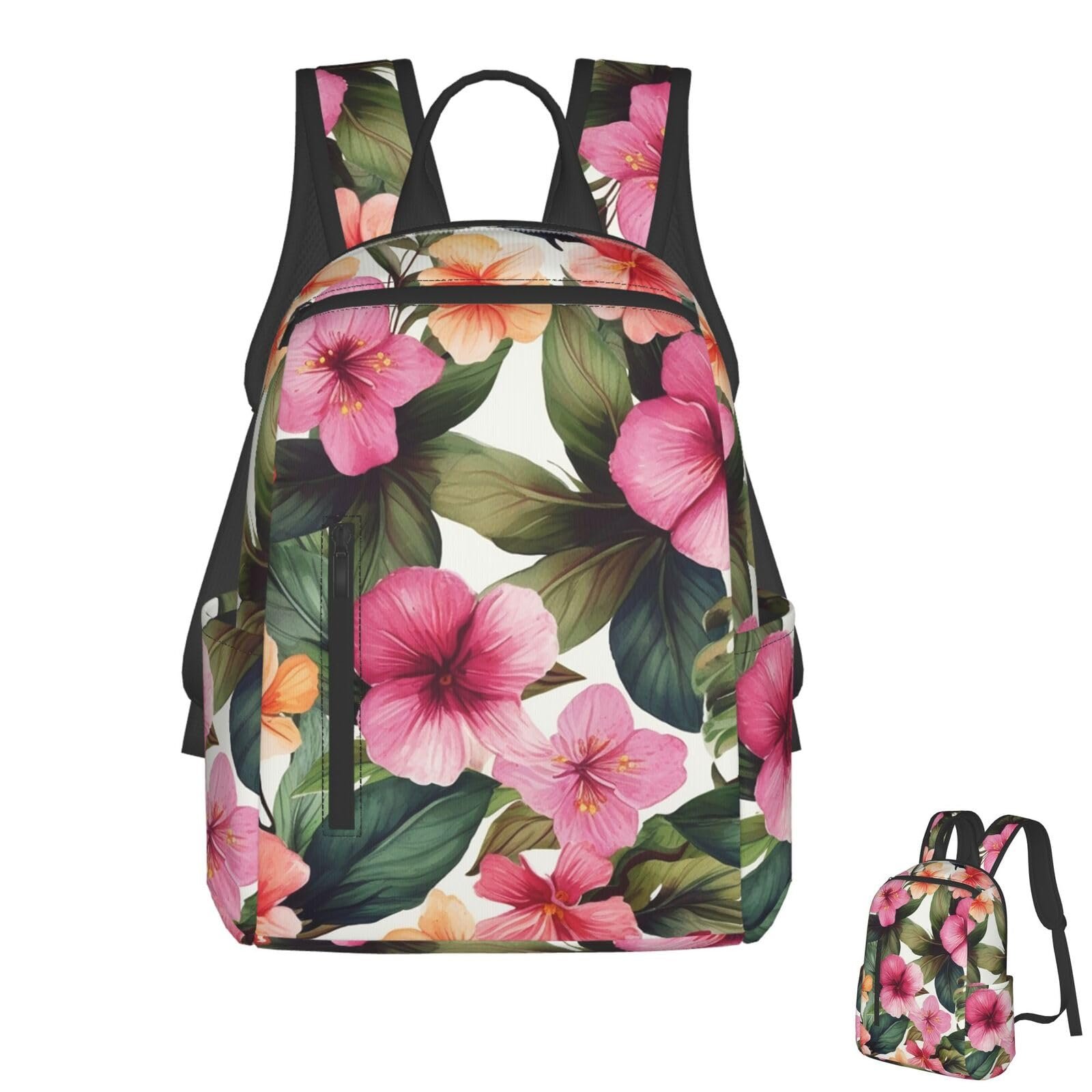 Mochila para laptop Hawaiian Flower, ligera e impermeable