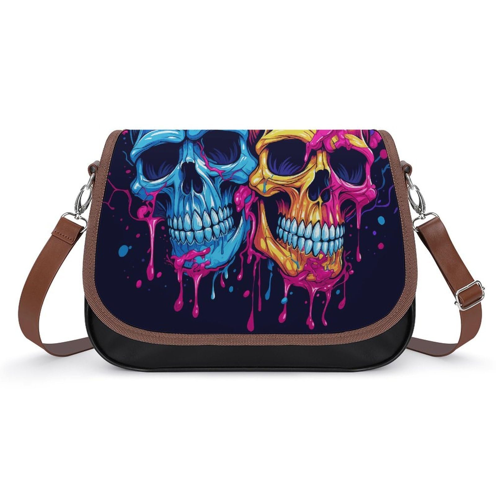 Bolso tote de piel Two Different Skulls para portátil