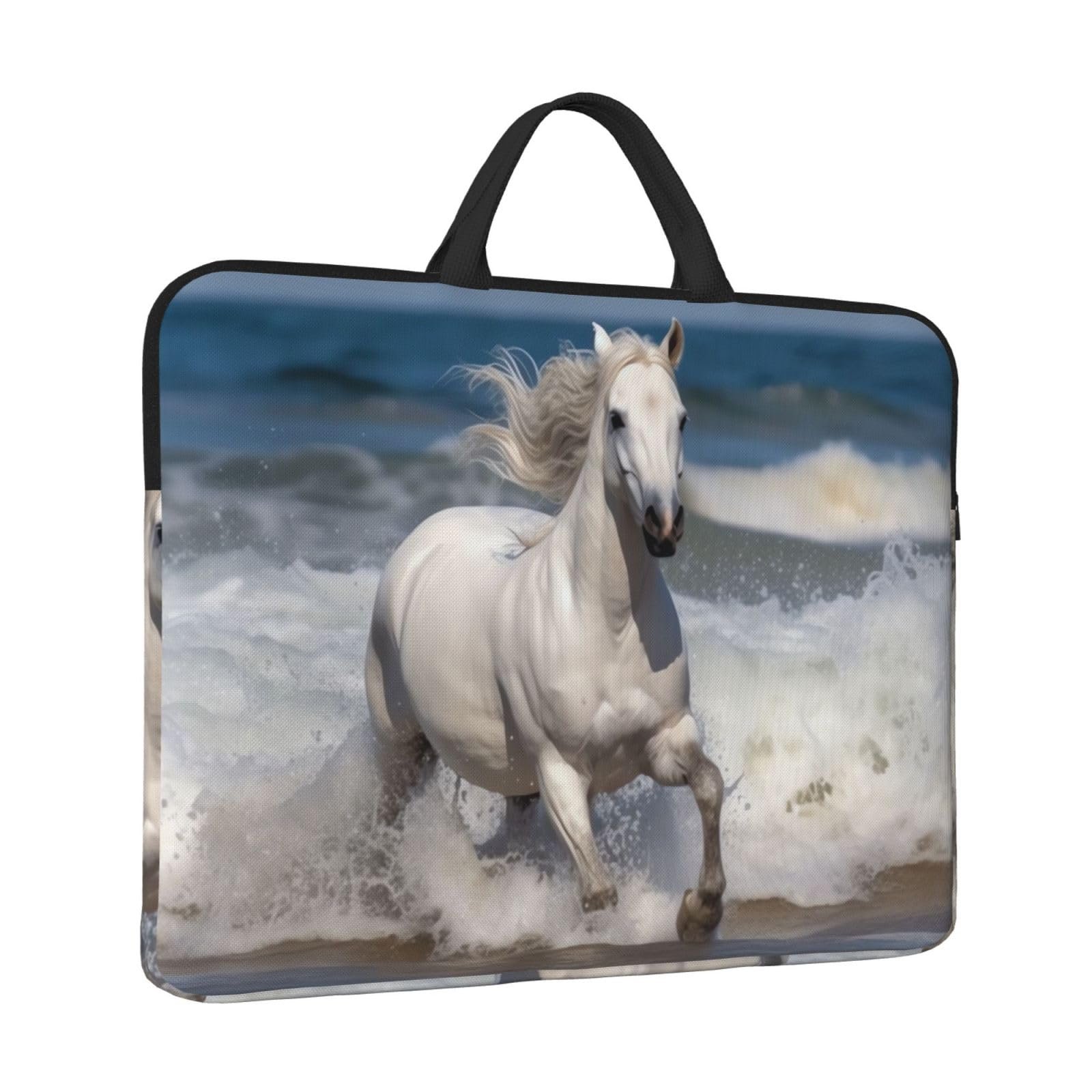 Funda acolchada 14 pulgadas - Caballo blanco en el mar