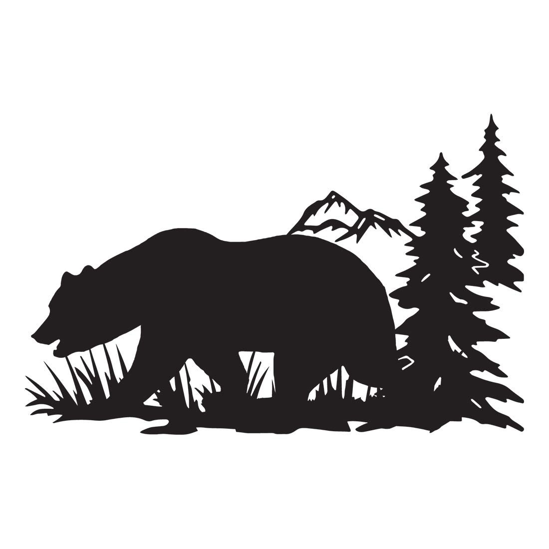 NBFU Bear Hunting Forest 1 (Negro) — Calcomanías vinil x2