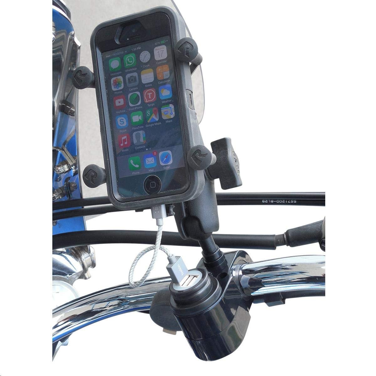 Gears 100366-15 Cargador dual USB con bola 1in — Cromo