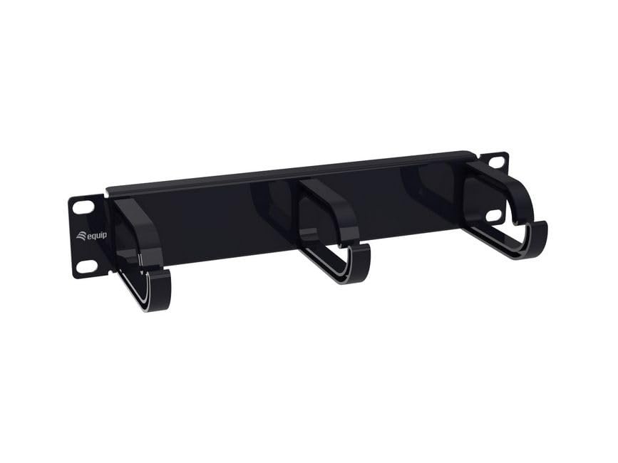 Equip Pasacables 10" 1U con 3 Anillas Plásticas - Negro