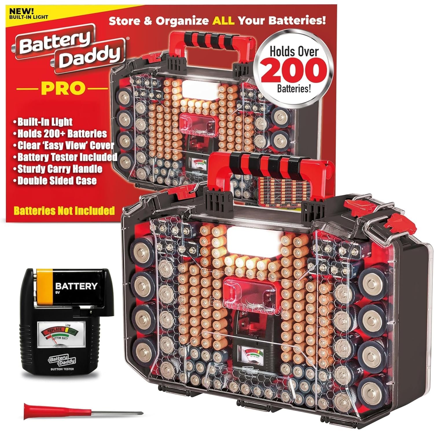Estuche organizador Battery Daddy con luz y probador