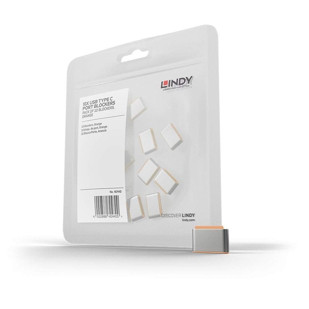 Lindy Bloqueadores Puerto USB-C sin llave, 10 pz, Naranja
