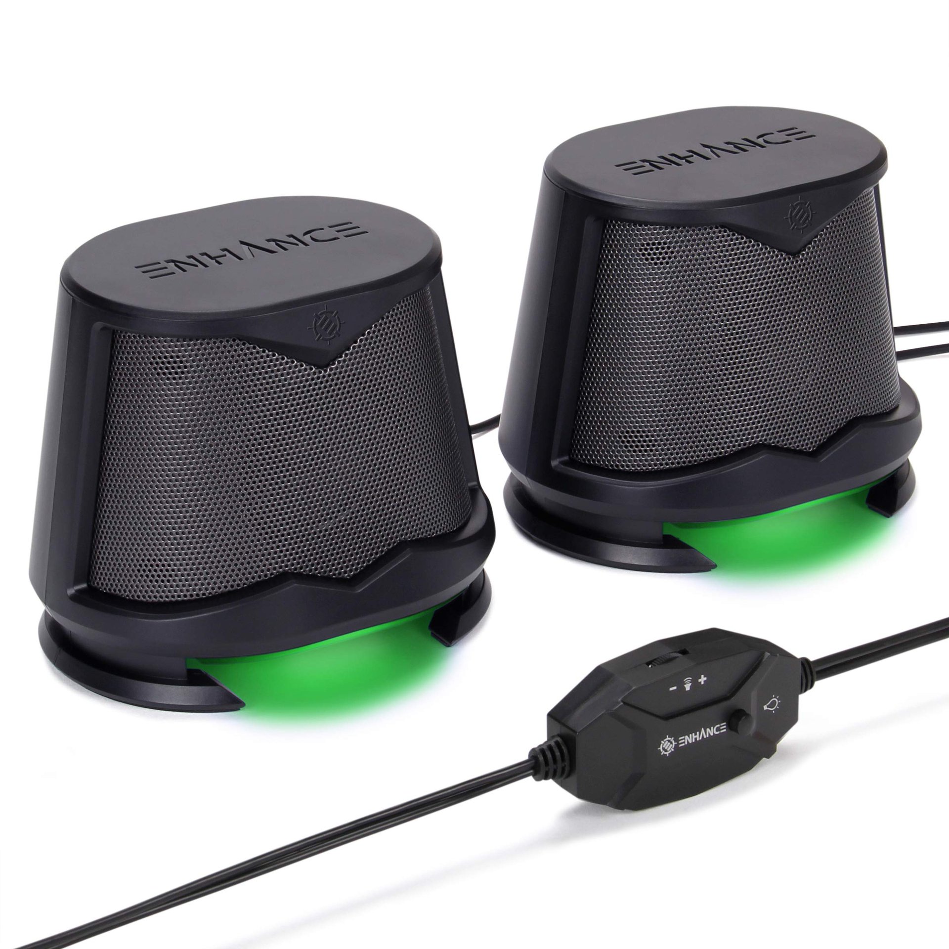 ENHANCE SB2 Altavoces USB 2.0 Estéreo con LED Verde