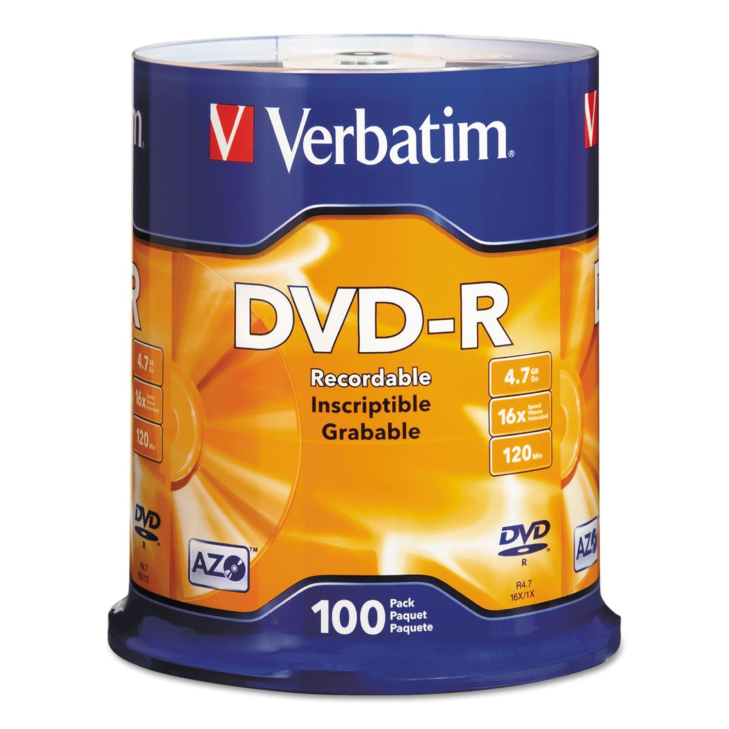 Discos DVD-R Verbatim AZO 4.7GB 16X (100) - Plateado