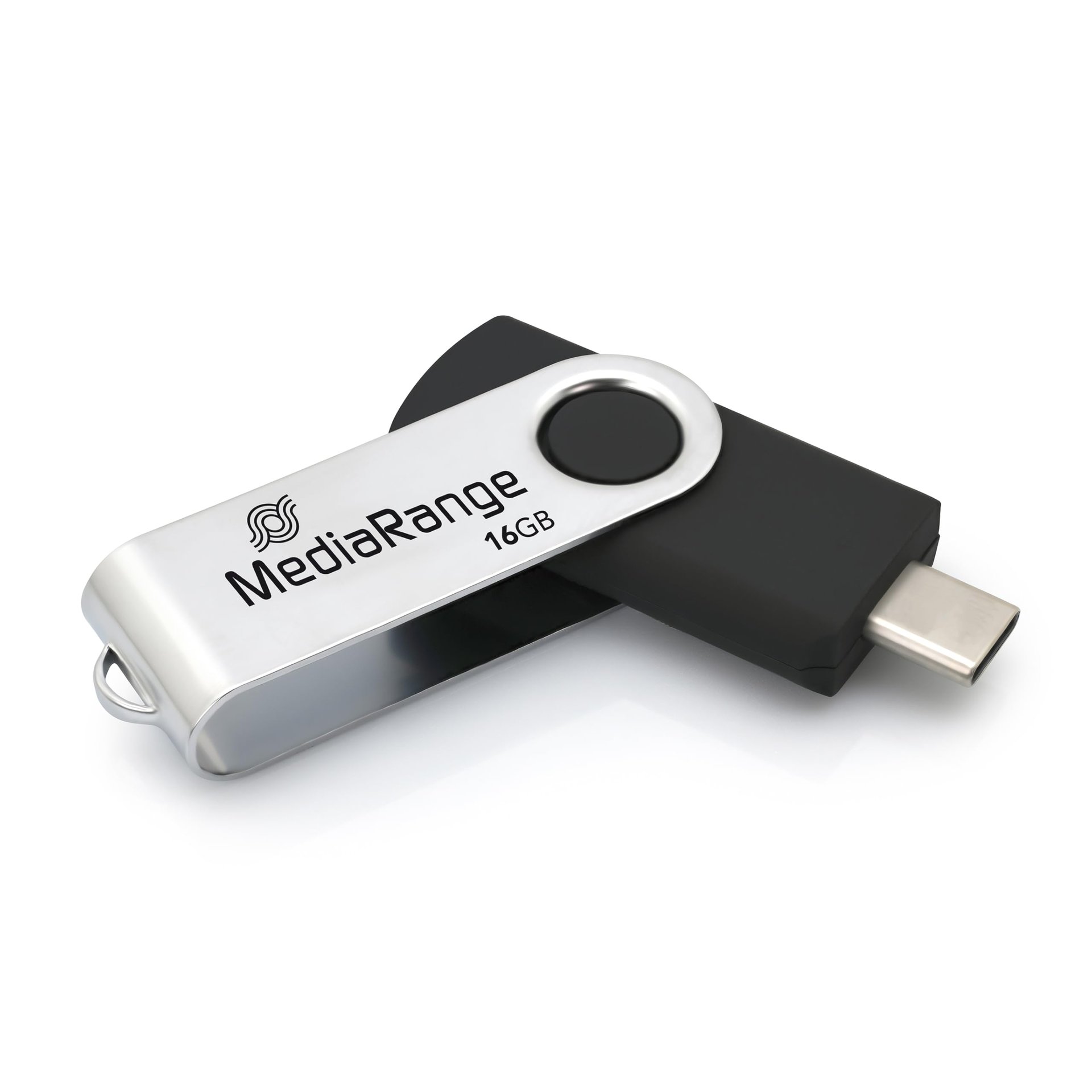MediaRange USB Type-C 3.2 Gen 1 16GB Giratorio Plata/Negro