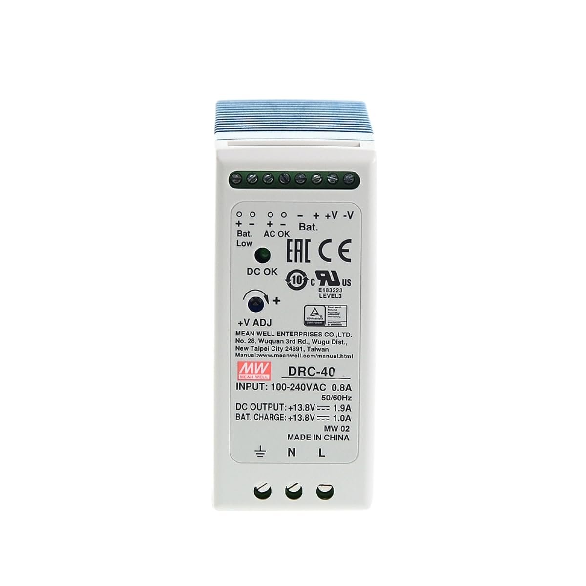 Mean Well DRC-40A 40W 13.8V Fuente conmutada DIN