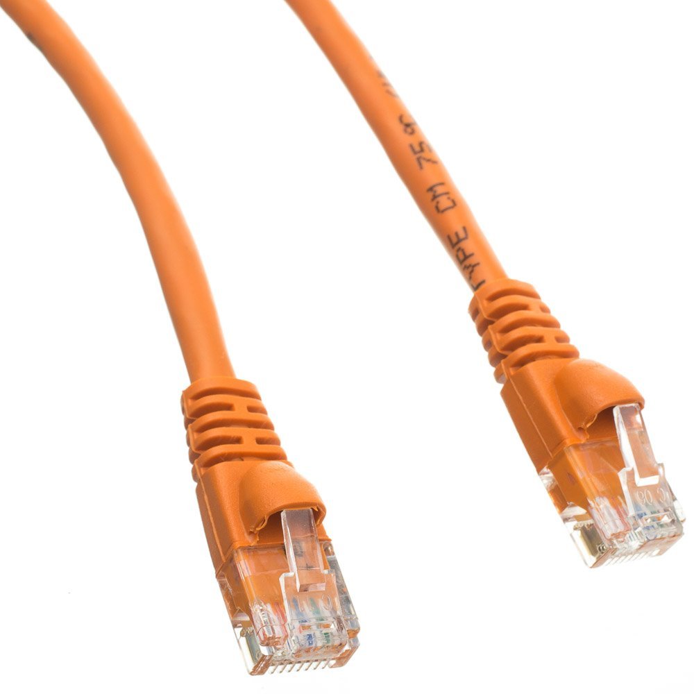 CableWholesale Cat6 150 pies — RJ45 dorado, naranja