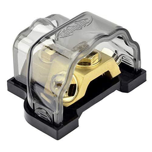 Bloque distribuidor de alimentación/masa 8/4/2/0 AWG dorado