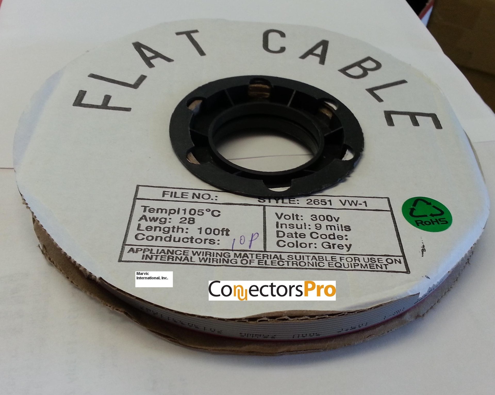 Cable plano IDC 10 conductores - carrete 100 ft