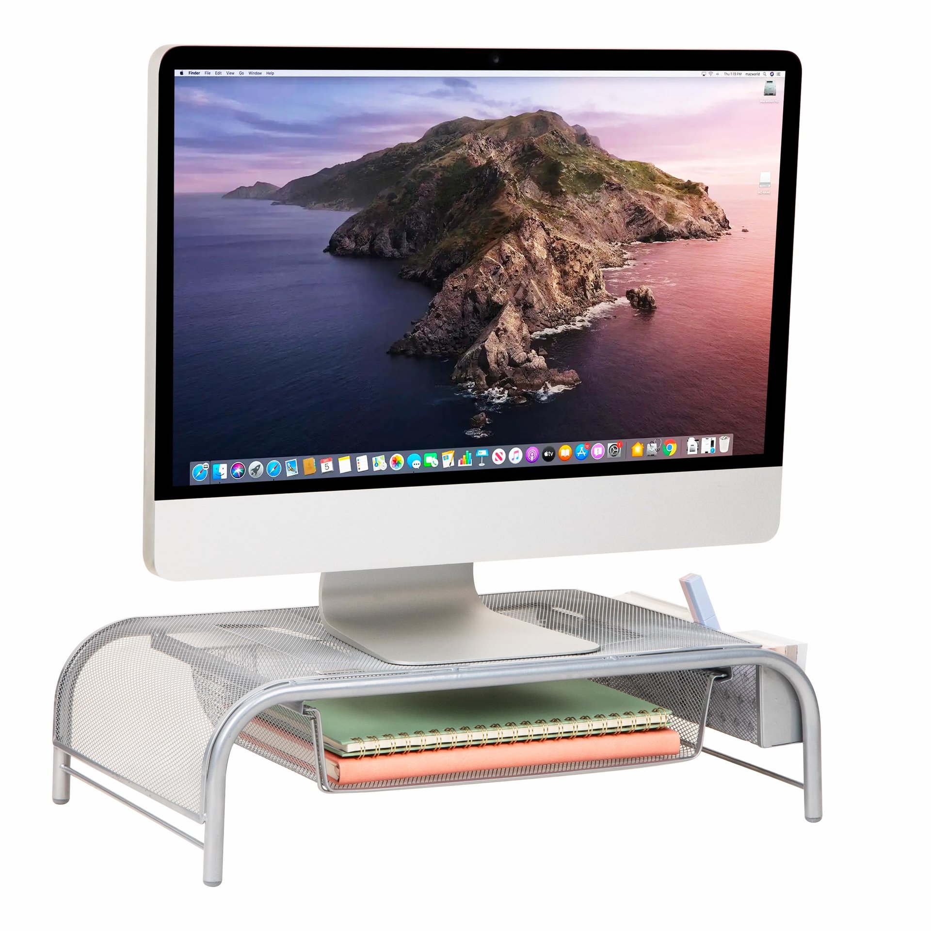 Mind Reader Soporte para monitor y organizador, plateado