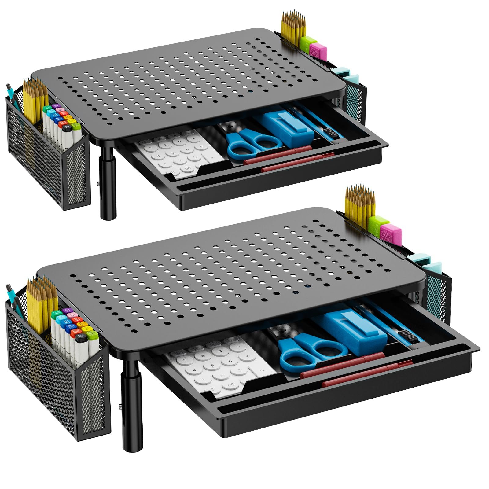 WALI Elevador doble para monitores STT003DH-2B, 2 pzas