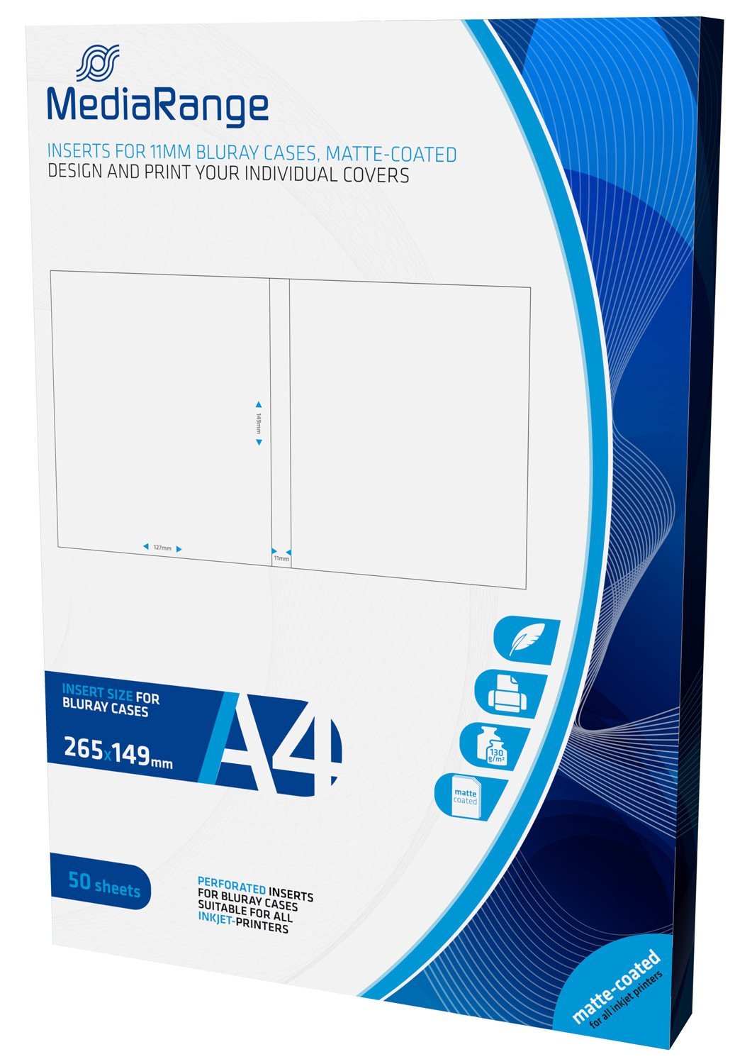 MEDIARANGE MRINK123 - Inserto imprimible Blu-ray 50 hojas