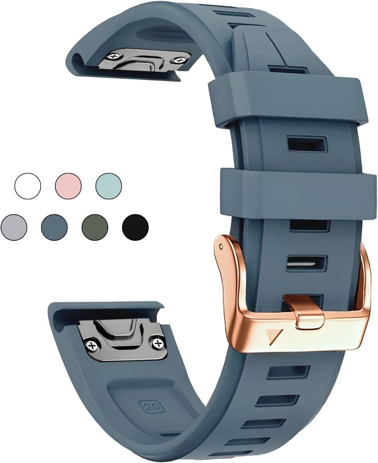 FFHDJL Correa 20mm silicona para Garmin (Captain Blue)