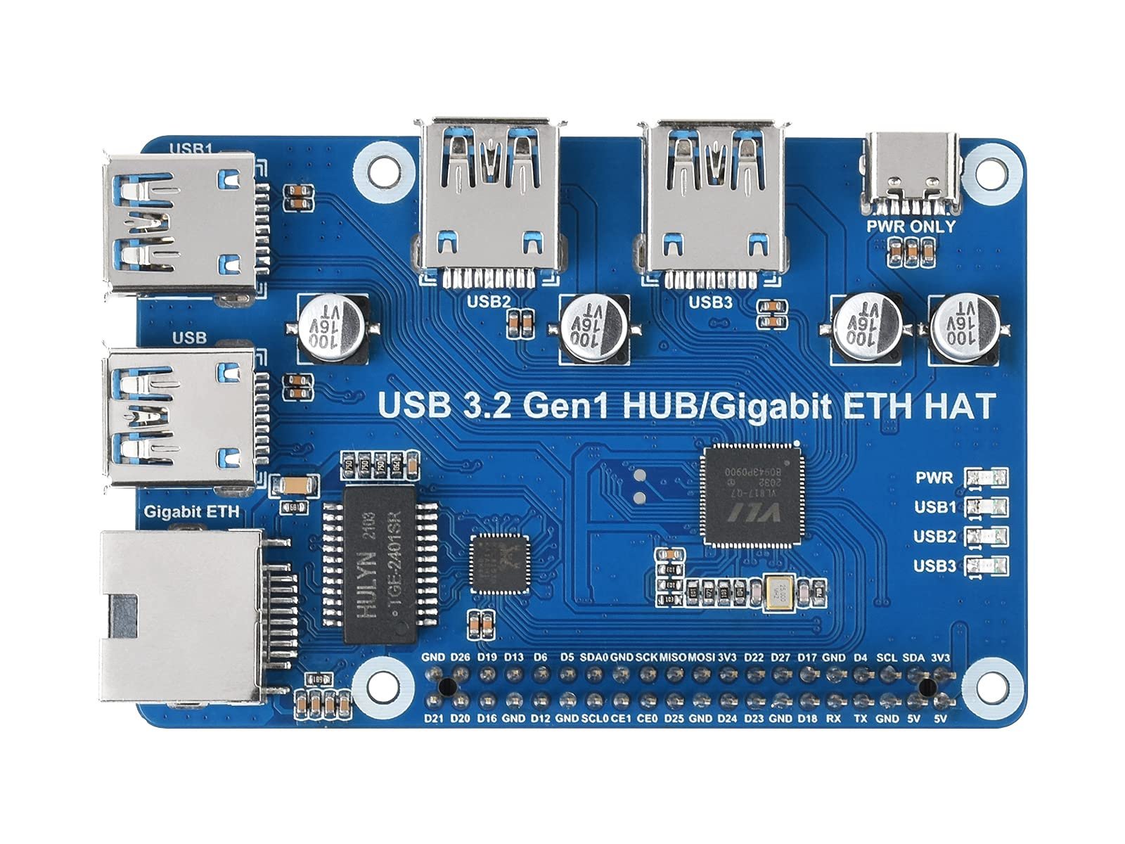 Waveshare HUB HAT USB 3.2 Gen1 + Ethernet Gigabit
