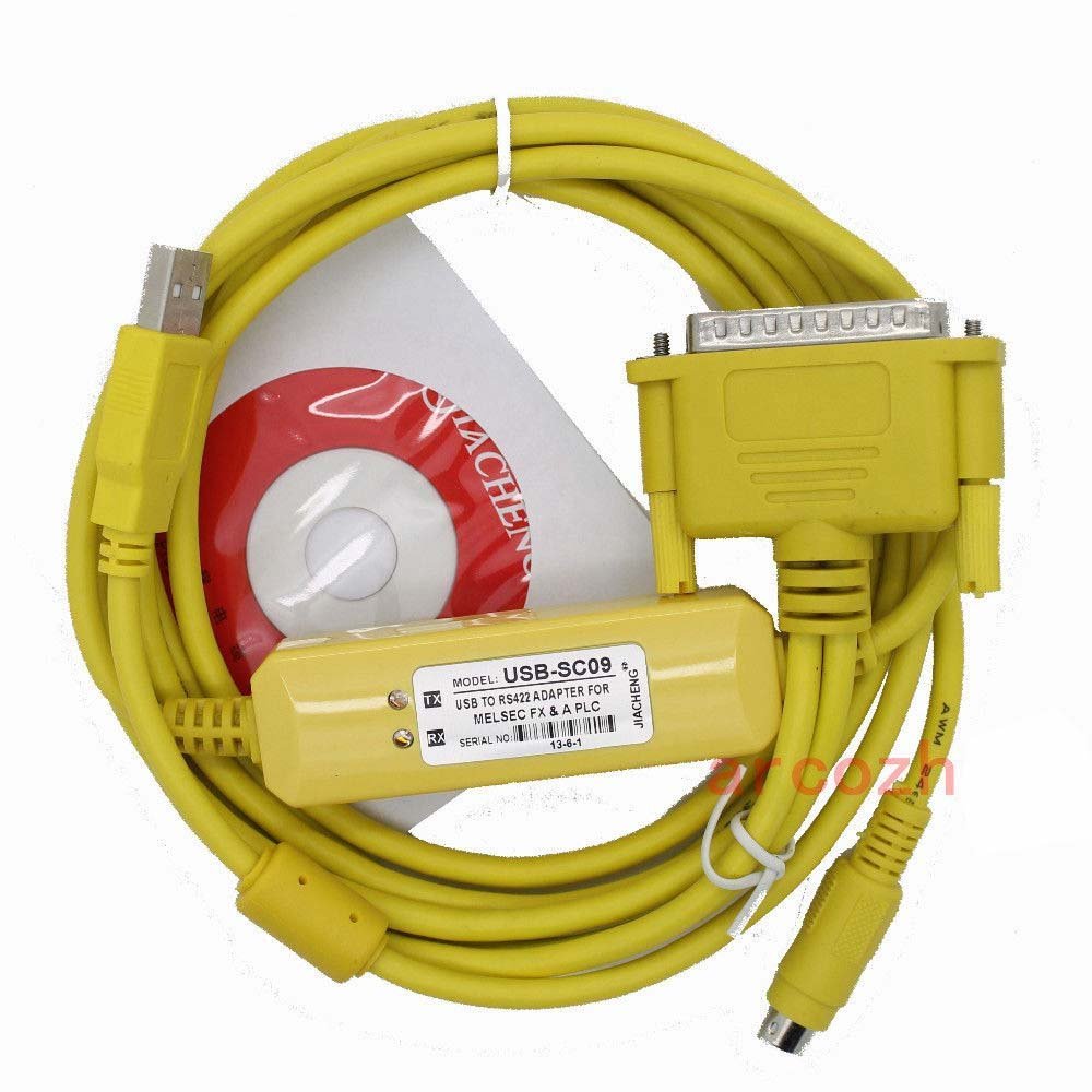 Cable PLC USB-SC09 para Mitsubishi RS422 FX - Amarillo