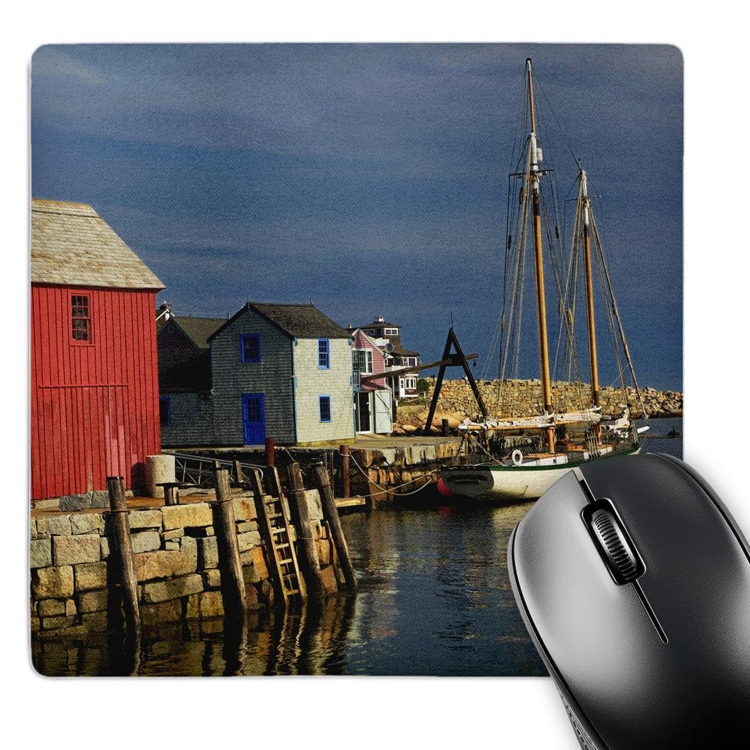 3dRose LLC Alfombrilla 8x8 – Sailboat Rockport (mp 90806 1)