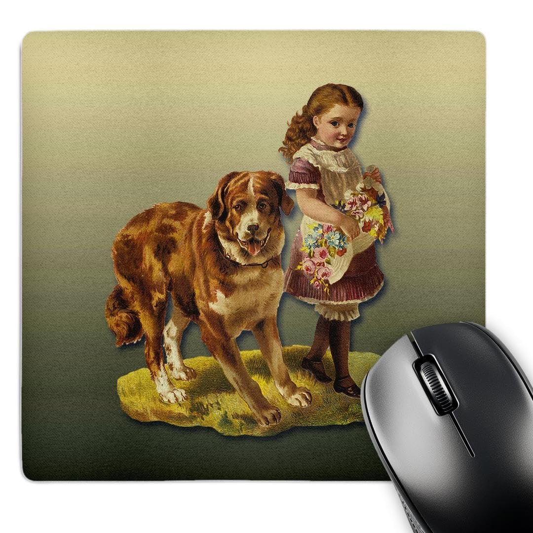 3dRose LLC Alfombrilla de ratón 8x8 MP170700 - Niña y perro