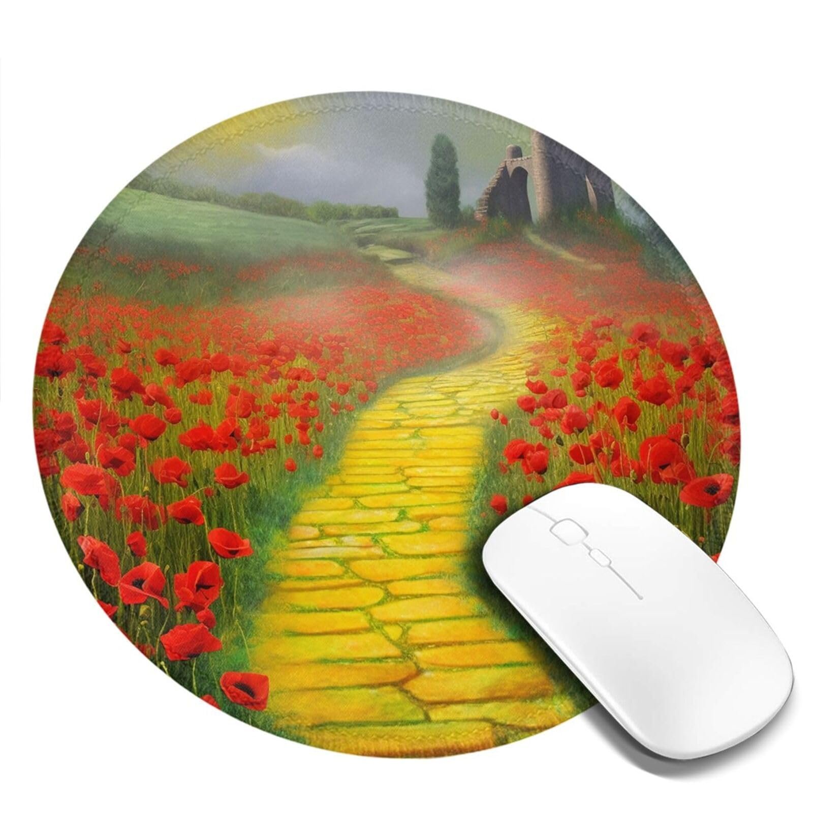 Poppies Field Mousepad redondo 8 in antideslizante
