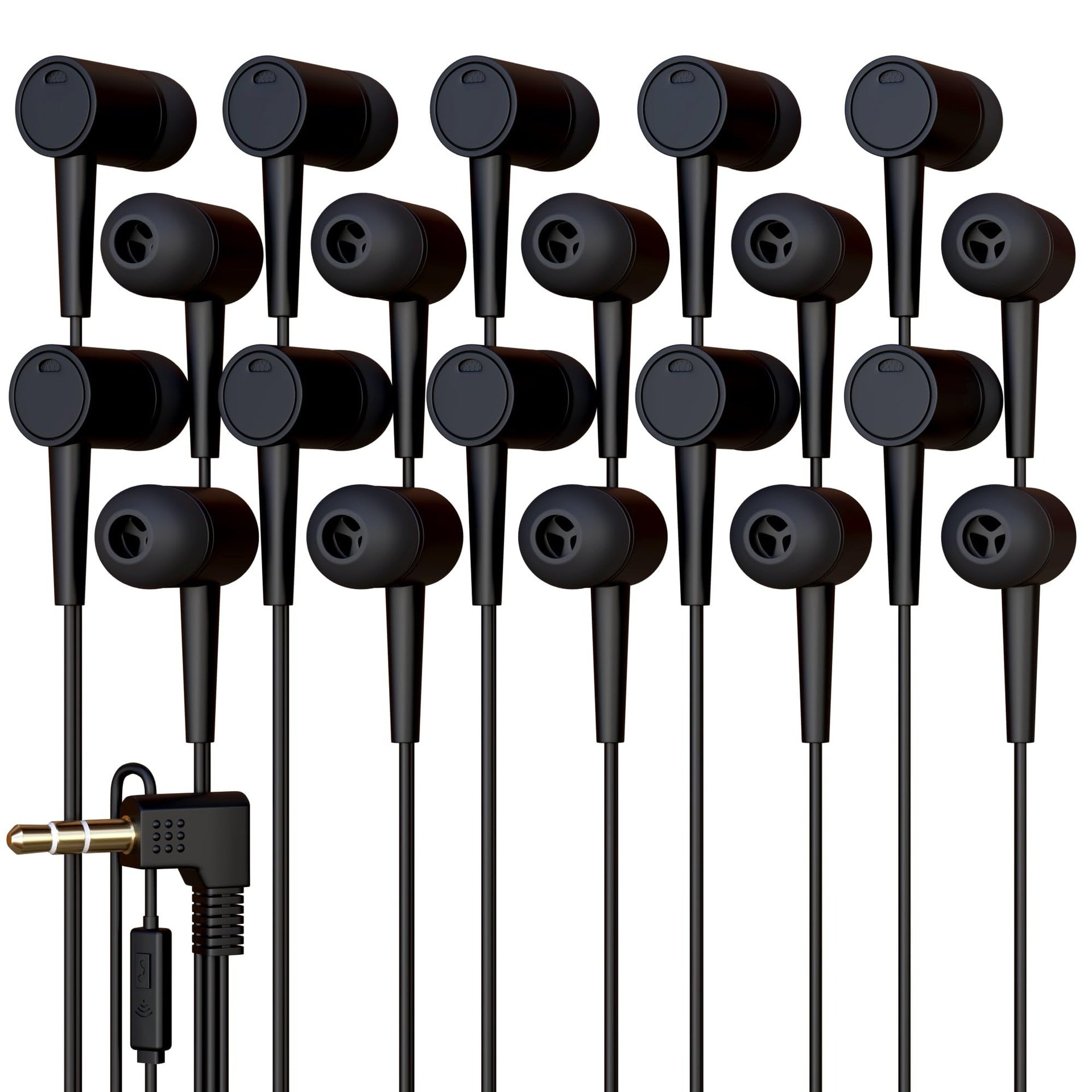 Paquete 50 audífonos con micrófono 3.5 mm — Negros