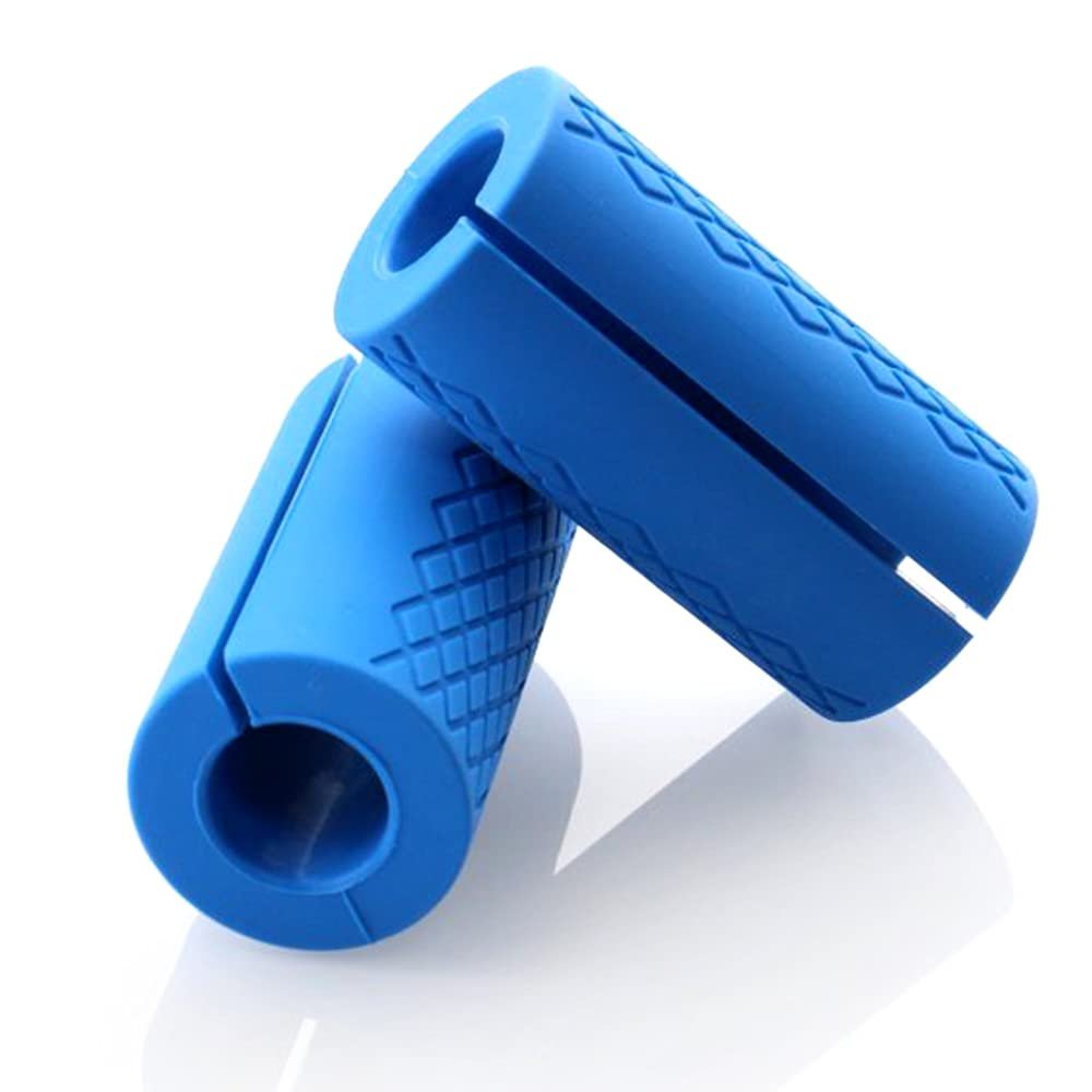 Par de Agarres para Barra Gruesa de Pesas, Empuñaduras de Barra Gruesa para Levantamiento de Pesas Fitness Bar Handle de Silicona Almohadilla Protectora Antideslizante, 1 Par - Azul
