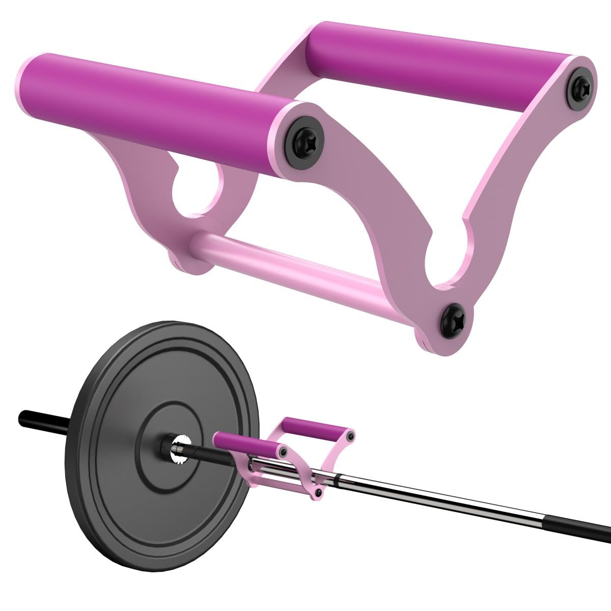 AimiDream V Bar Landmine Handle Attachment for Barbell Bar, Mango de Landmine sólido de agarre múltiple con mango de goma antideslizante, se adapta a barras olímpicas y barras de entrenamiento de fuerza, Rosa