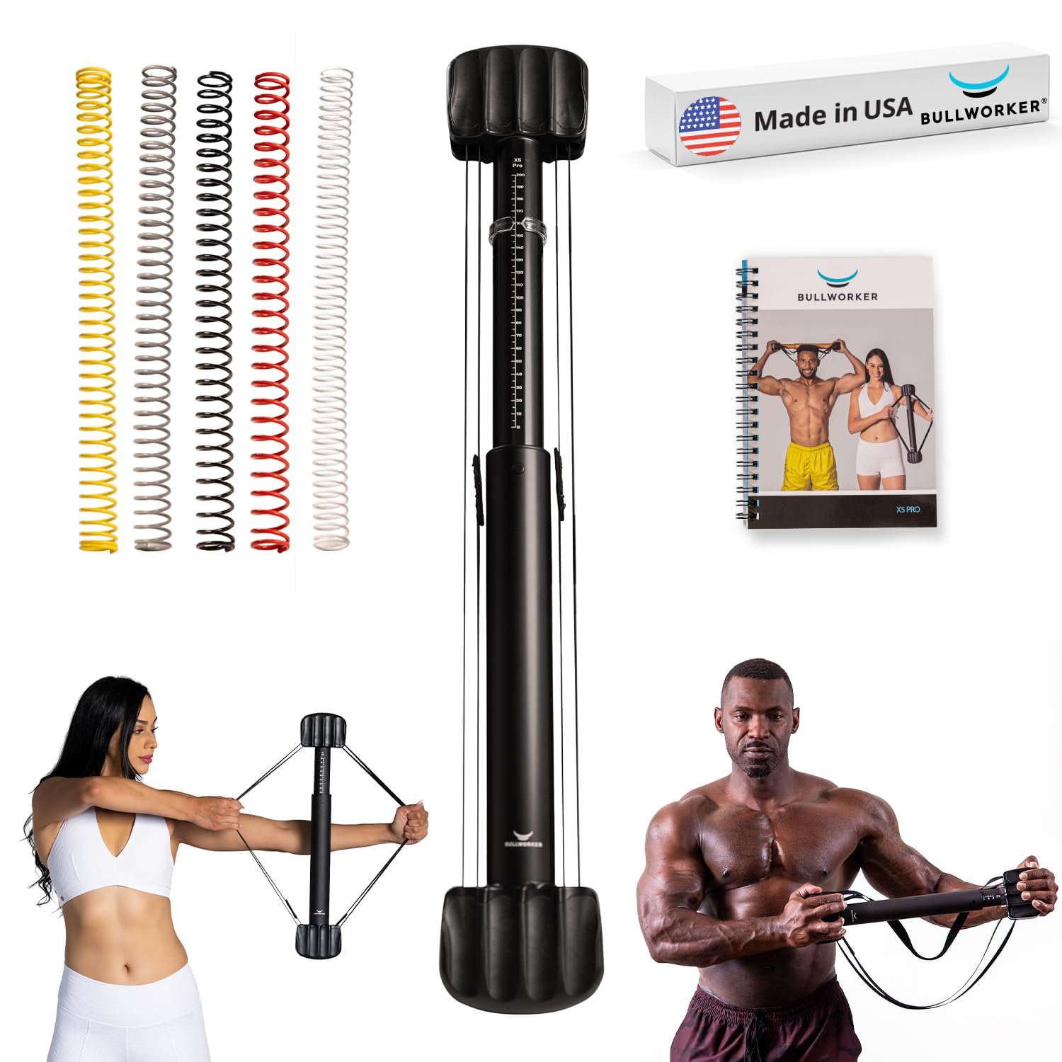 Bullworker X5 Pro 28" - Equipo de Ejercicio Isométrico, Equipo de Entrenamiento de Fuerza Portátil en Casa para Espalda, Hombros, Bíceps, Tríceps, Abdominales, Pecho y Brazos, Exercitador de Entrenamiento en Casa para Hombres y Mujeres