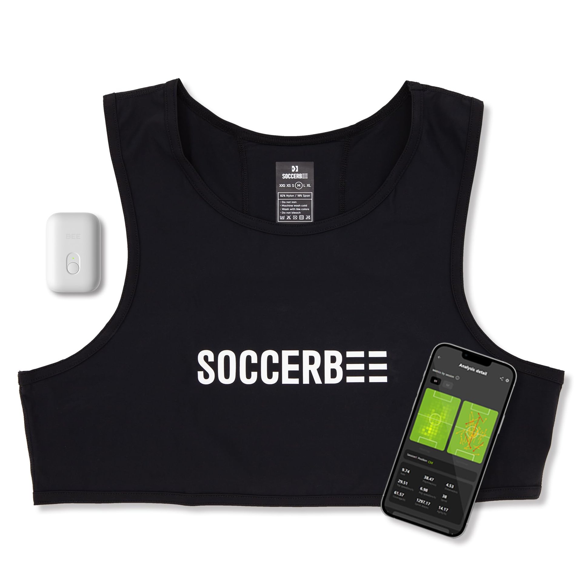 Rastreador GPS y Chaleco SOCCERBEE-Lite2 para el Seguimiento de Actividades de Deportistas de Deportes al Aire Libre como Fútbol, Fútbol Americano, Rugby, Hockey y Lacrosse (Grande)
