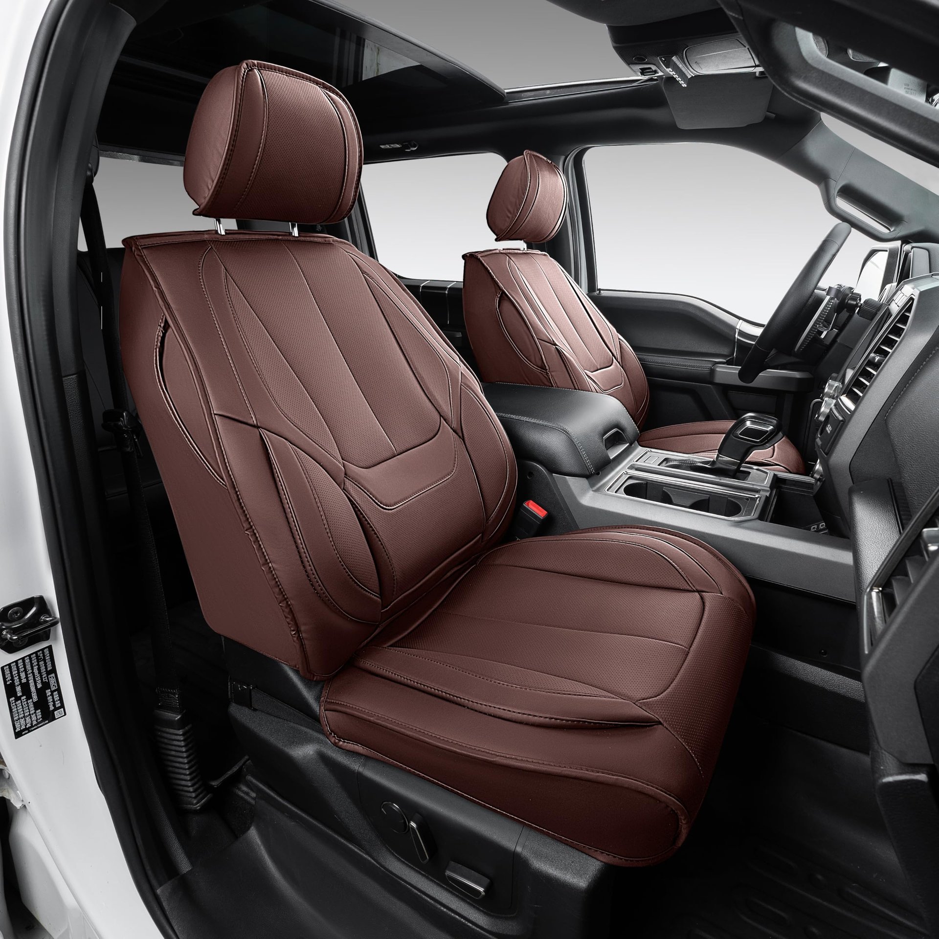 Fundas de Asiento de Cuero Personalizadas para Toyota Tacoma 2009-2023 (Juego Completo, Marrón)